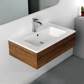 Bianco Ceramica Flat 36070 Λευκός Πορσελάνινος Νιπτήρας Μπάνιου Επικαθήμενος Επίπλου 71,5x46,5 cm