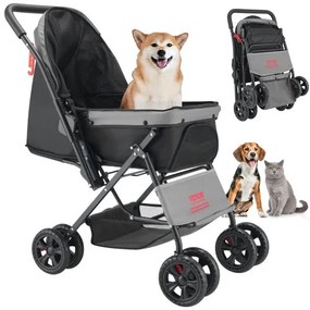 VEVOR Pet Stroller Foldable 4 Wheels Dog Stroller Reversible Handle up to 44lbs