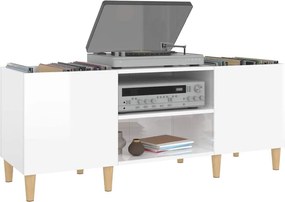 vidaXL Δισκοθήκη Γυαλιστερή Λευκή 121x38x48 εκ. από Επεξεργασμένο Ξύλο