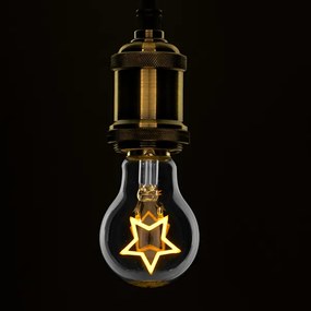 GloboStar® 99251 Λάμπα E27 A60 Deco Soft Letter Star LED FILAMENT 3W 240 lm 320° AC 85-265V Edison Retro με Διάφανο Γυαλί Ultra Θερμό Λευκό 2200 K Dimmable