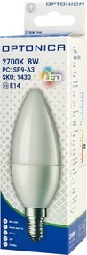 OPTONICA LED λάμπα candle C37 1430, 8W, 2700K, 710lm, E14