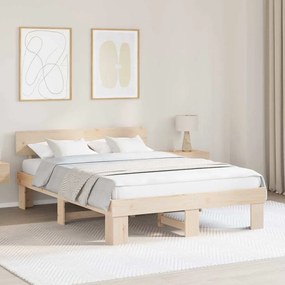 vidaXL Σκελετός Κρεβατιού Καφέ 140 x 200 cm Μασίφ ξύλο πεύκου