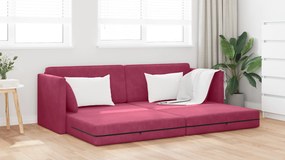 vidaXL Καναπές-κρεβάτι 2 σε 1 Κρασί κόκκινο 213x144x60 cm Βελούδο