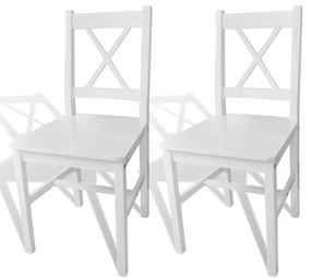 Καρέκλες Τραπεζαρίας 2 τεμ. Λευκές από Ξύλο Πεύκου