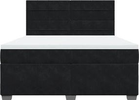 vidaXL Κρεβάτι Boxspring με Στρώμα Μαύρο 180x200 εκ. Βελούδινο