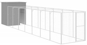 vidaXL Σπιτάκι Σκύλου με Αυλή Αν. Γκρι 165x863x181 εκ. Γαλβαν. Χάλυβας