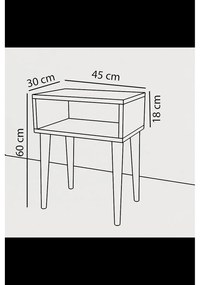 Κομοδίνο GANIRU Λευκό Μοριοσανίδα/Ξύλο 45x30x60cm - 14870125