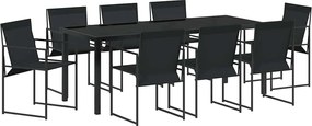 vidaXL Σέτ φαγητού για κήπο 9 pcs Μαύρο Textilene και Χάλυβας