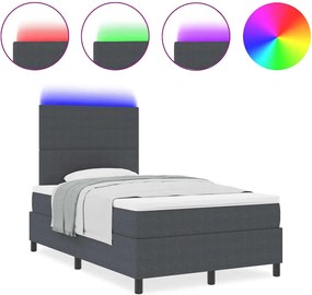 vidaXL LED Κρεβάτι με βάθρο Σκούρο Γκρι και Λευκό 120 x 190 cm
