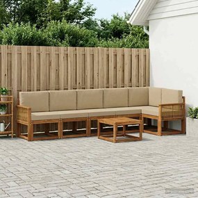 vidaXL Σειρά Καναπέ Εξωτερικού 7 pcs Φυσικό και Μπεζ Πολυεστέρας