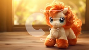 Intra Συλλεκτικό Ξύλινο Παζλ Plywood 4mm - Λούτρινο παιχνίδι πόνυ με πορτοκαλί χαίτη Σε Ξύλινο Κουτί - Διαστάσεις: 10x10 cm – 25 κομμάτια