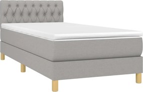 vidaXL Κρεβάτι Boxspring με Στρώμα &amp; LED Αν.Γκρι 80x200 εκ. Υφασμάτινο