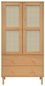 vidaXL Ντουλάπα SENJA Καφέ / Ρατάν 90 x 55 x 175 εκ. Μασίφ Ξύλο Πεύκου