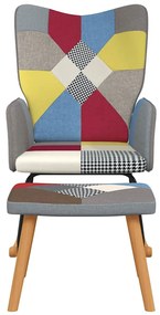 vidaXL Πολυθρόνα Κουνιστή Σχέδιο Patchwork Υφασμάτινη με Σκαμπό