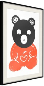 Αφίσα - Teddy Bear in Love - 30x45 - Μαύρο - Με πασπαρτού