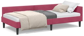 vidaXL Πλαϊνό Κρεβάτι Μπορντό 100 x 200 cm Βελούδο και Στιβαρή ξυλεία