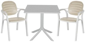 Τραπεζαρία Groovy-Gentle σετ 3τεμ PP λευκό-cappuccino 80x80x74,5εκ 80x80x74.5 εκ.