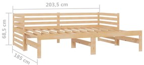 vidaXL Καναπές Κρεβάτι Συρόμενος 2x(90x200) εκ. από Μασίφ Ξύλο Πεύκου