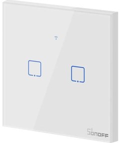Έξυπνος Διακόπτης Αφής Λευκό Διπλός Χωνευτός T0EU2C-TX SONIM190314010 Sonoff SONIM190314010