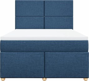 vidaXL Κρεβάτι Boxspring με Στρώμα Μπλε 160x200 εκ. Υφασμάτινο