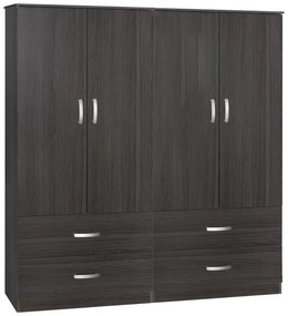 Intrahome Ντουλάπα ρούχων τετράφυλλη Zelia C Intrahome με 4 συρτάρια χρώμα wenge 158x42x180εκ | SKU: INTRAPA-350111176