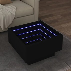 vidaXL Τραπεζάκι Σαλονιού με LED Μαύρο 50x50x30 εκ. Επεξεργασμένο Ξύλο