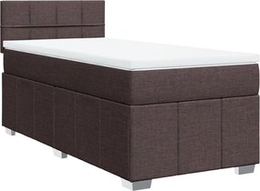 vidaXL Κρεβάτι Boxspring με Στρώμα Σκούρο Καφέ 100x200 εκ. Υφασμάτινο