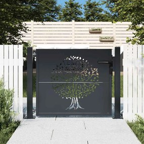 vidaXL Πόρτα Κήπου Ανθρακί 100x100 εκ. Σχέδιο Δέντρου από Ατσάλι