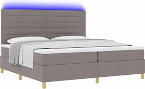 vidaXL LED Κρεβάτι με βάθρο με στρώμα Taupe 200 x 200 cm ύφασμα