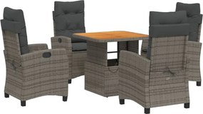 vidaXL Σετ Τραπεζαρίας Κήπου 5 τεμ. Γκρι Συνθ. Ρατάν με Μαξιλάρια