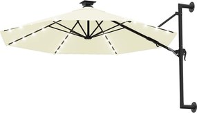 vidaXL Ομπρέλα Κήπου Επιτοίχια με LED Χρ. της Άμμου 300 εκ.