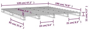 Κρεβάτι από Παλέτες 120x190 εκ. Μασίφ Ξύλο Πεύκου Small Double - Καφέ