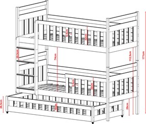 OLIWIA 80x160 grey bunk bed Lano Furniture