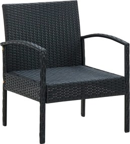 vidaXL Πολυθρόνα Κήπου Μαύρη από Συνθετικό Ρατάν με Μαξιλάρι