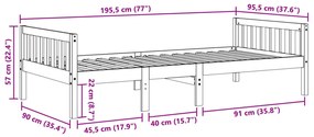 Κρεβάτι Παιδικό Χωρίς Στρώμα Καφέ Κεριού 90x190 εκ Μασίφ Πεύκο - Καφέ