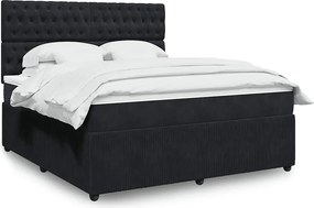 vidaXL Κρεβάτι Boxspring με Στρώμα Μαύρο 180x200 εκ. Βελούδινο