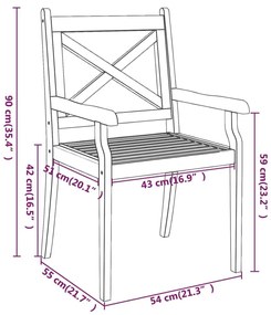 Καρέκλες Τραπεζαρίας Εξ. Χώρου 2 τεμ. από Μασίφ Ξύλο Ακακίας - Καφέ