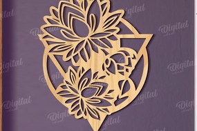 Intra απο ξύλο plywood  Χρώμα wenge 3mm-4mm πάχος - Floral διακόσμηση τοίχου Δίασταση 30x20 cm INTRAFABR-111650561