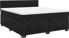 vidaXL Κρεβάτι Boxspring με Στρώμα Μαύρο 180x200 εκ. Βελούδινο