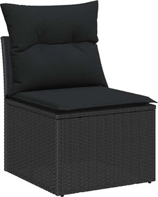 vidaXL Σετ Καναπέ Κήπου με μαξιλάρι 7 pcs Μαύρο Πολυρατάν