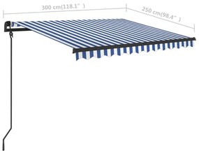 ΤΕΝΤΑ ΣΥΡΟΜΕΝΗ ΧΕΙΡΟΚΙΝΗΤΗ ΜΕ LED ΜΠΛΕ / ΛΕΥΚΟ 3 X 2,5 Μ. 3070101