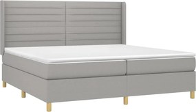vidaXL Κρεβάτι Boxspring με Στρώμα Ανοιχτό Γκρι 200x200 εκ. Υφασμάτινο