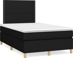 vidaXL Κρεβάτι Boxspring με Στρώμα Μαύρο 120x200 εκ. Υφασμάτινο