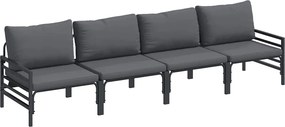vidaXL Σετ Καναπέ Κήπου με μαξιλάρι 4 pcs Μαύρο Ατσάλι