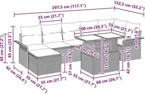 vidaXL Σετ Καναπέ Κήπου με μαξιλάρι 8 pcs Μπεζ Πολυ ράταν