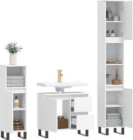 vidaXL Σετ Επίπλων Μπάνιου 3 Τεμαχίων Λευκό από Επεξεργασμένο Ξύλο