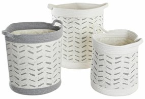 Σετ Καλαθιών DKD Home Decor Λευκό Γκρι 35 x 35 x 40 cm 3 Τεμάχια