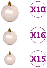 vidaXL Χριστουγεν. Μπάλες Σετ 120 τεμ με Κορυφή & 300 LED Ροζέ/Χρυσό
