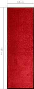 vidaXL Πατάκι Εισόδου Πλενόμενο Κόκκινο 60 x 180 εκ.