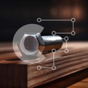 Intra Συλλεκτικό Ξύλινο Παζλ Plywood 4mm - Μεταλλικό εξάγωνο παξιμάδι σε ημιτελή ξύλινη επιφάνεια Σε Ξύλινο Κουτί - Διαστάσεις: 10x10 cm – 25 κομμάτια
